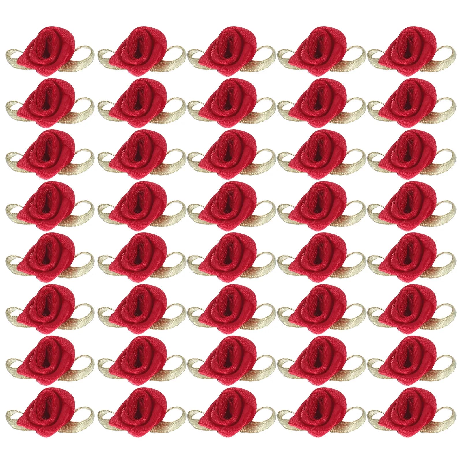 100Pcs Mini Fabric Roses Satin Ribbon Design Realistic Artificial Flowers for Craft Sewing Hair Clip Decoration Valentine's Day