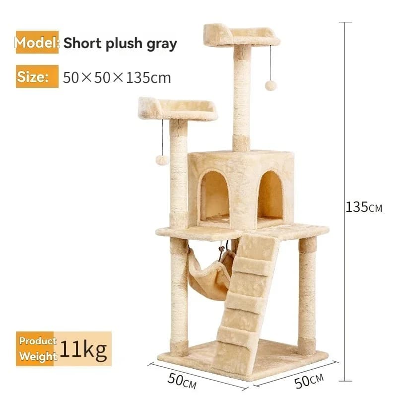 Nuovo Grande Tiragraffi per Gatti, Struttura Integrata per Animali Domestici, Villa con Piattaforma per Salti, Scala Giocattolo e Amaca per Gatti