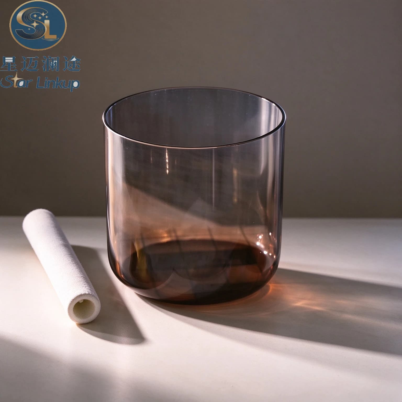 6/7" D Tone Alchemy Aria Flaxen Half Colored Crystal Singing Bowl Vibrational Sound Healing Vessel for Spiritual Relaxation