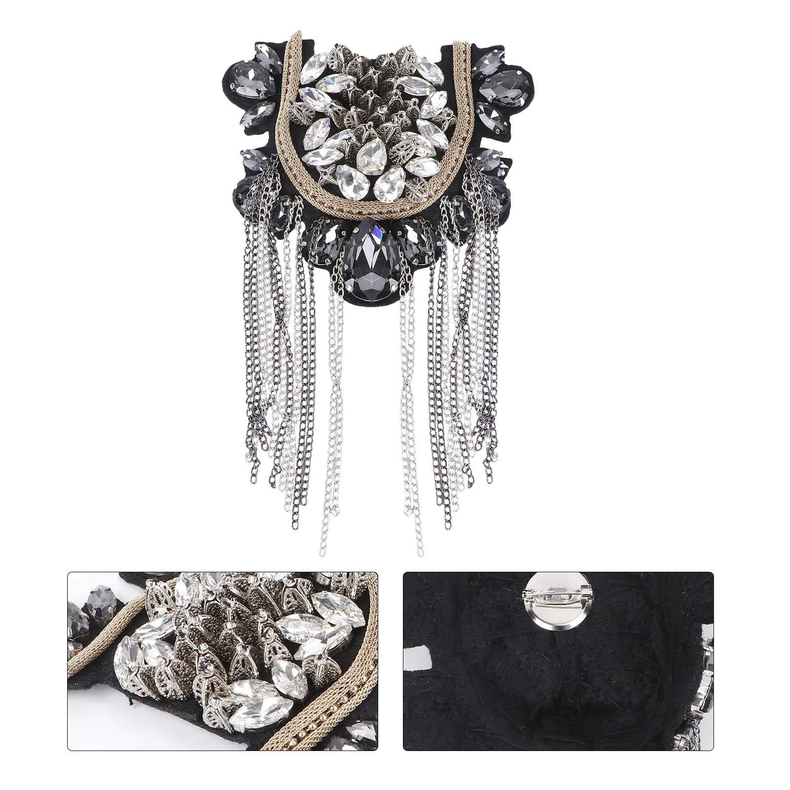 Chest Brooch Hand-Stitched Beaded Rivet Tassel Sewing Patch DIY Accessories for Hat Clothing Skirts Jeans Decoration