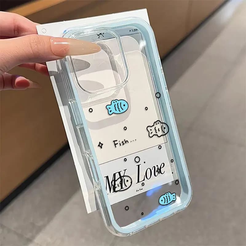 Simple Cute Little Fish 2in1 Clear Case For Samsung Galaxy S26 Ultra S25 S23FE S24 S22Plus A57 A37 A55 A54 A36 A35 A15 A16 Cover