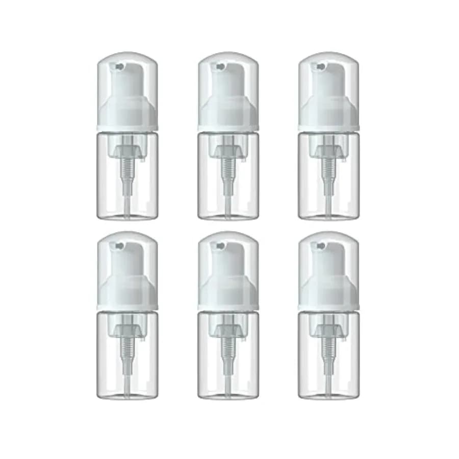 6 Pcs Empty Foam Pump Bottle Travel Size Plastic Pump Bottle Soap Bottle Portable Small Hand Sanitizer Dispenser Bottles, Refil