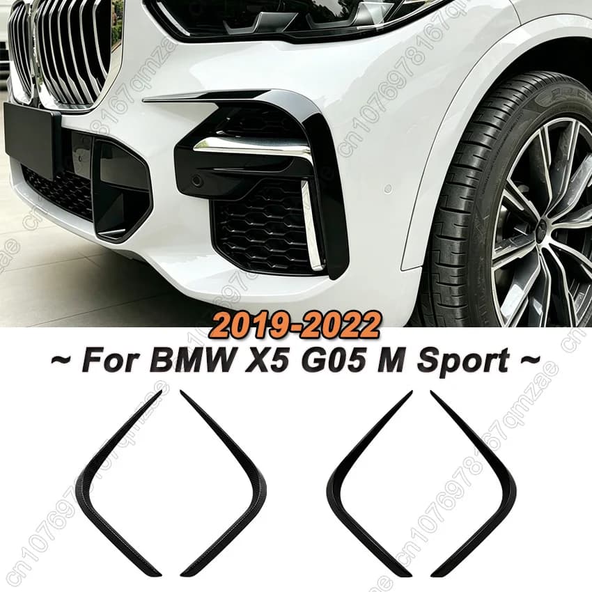 For BMW X5 G05 2019-2022 M Sport 2PCS Car Front Bumper Side Air Vent Trim Fog Light Intake Hood Frame Canard Exterior Tuning