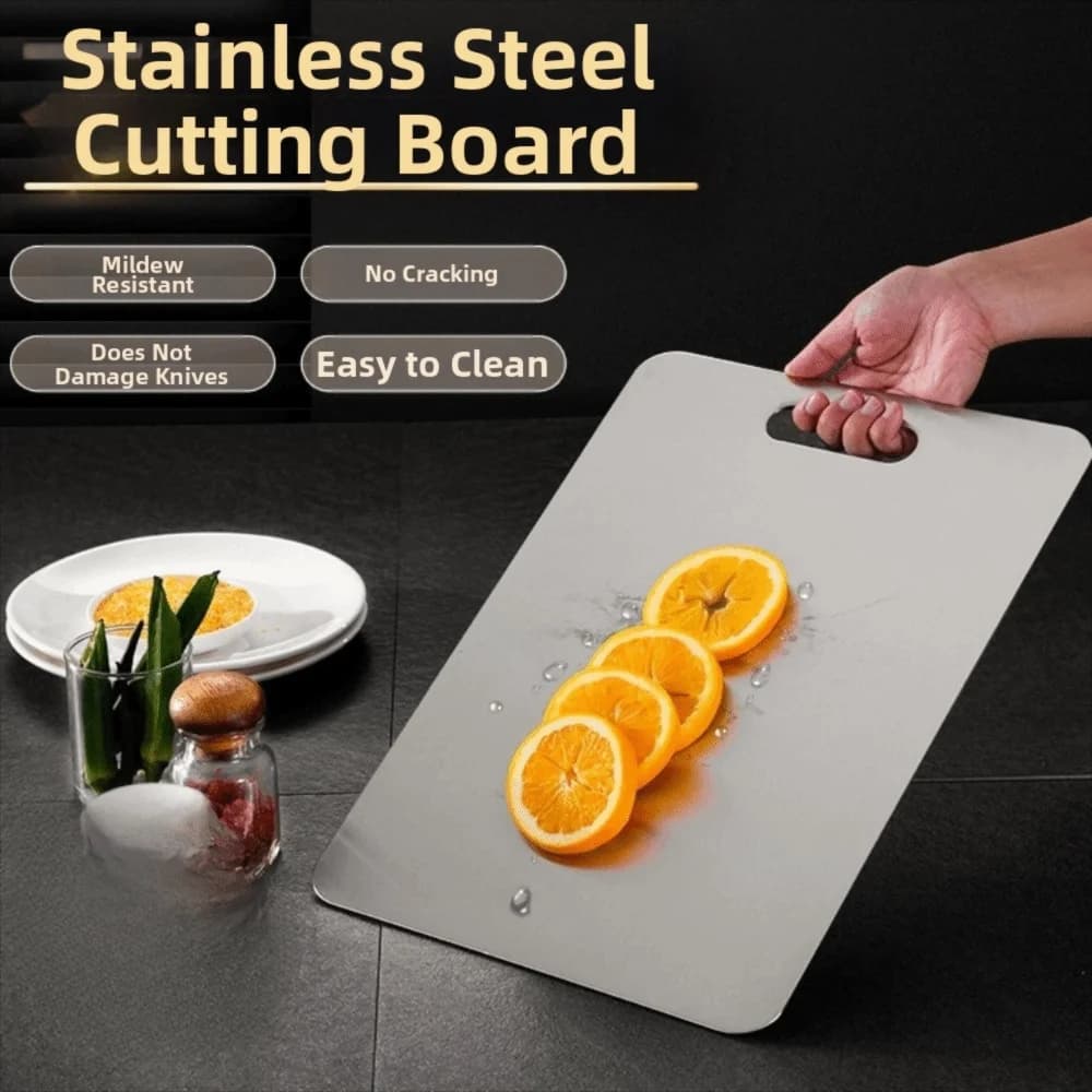 Double-Sided Stainless Steel Cutting Board Mildew-Proof Multi-functional Kneading Board Thickened Fruit Cutting Board Restaurant