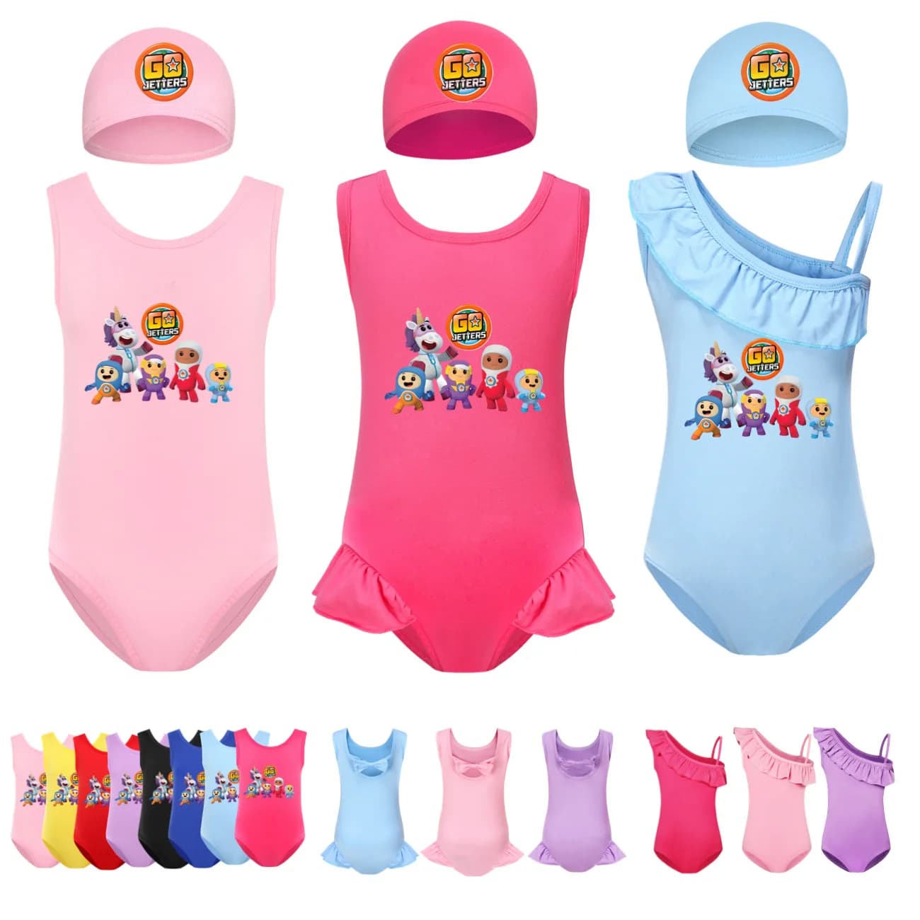 Cartoon Go Jetters Swimwear Children's Beach Clothing Hooded Set of 2 Pieces Swimwear Sleeveless Baby Costume