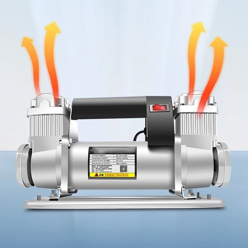 Pompa di aria per auto ad alta pressione 12V/24V Pompa di gonfiaggio a doppio cilindro per auto ad alta potenza da 580W Pompa per pneumatici per moto SUV