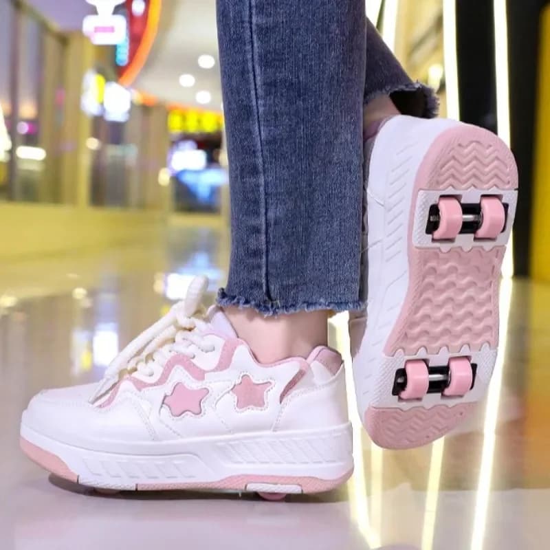 Children's Roller Shoes - Rechargeable Wheels Fashion Color Polished Birthday for Boys and Girls Casual Shoes Two In One