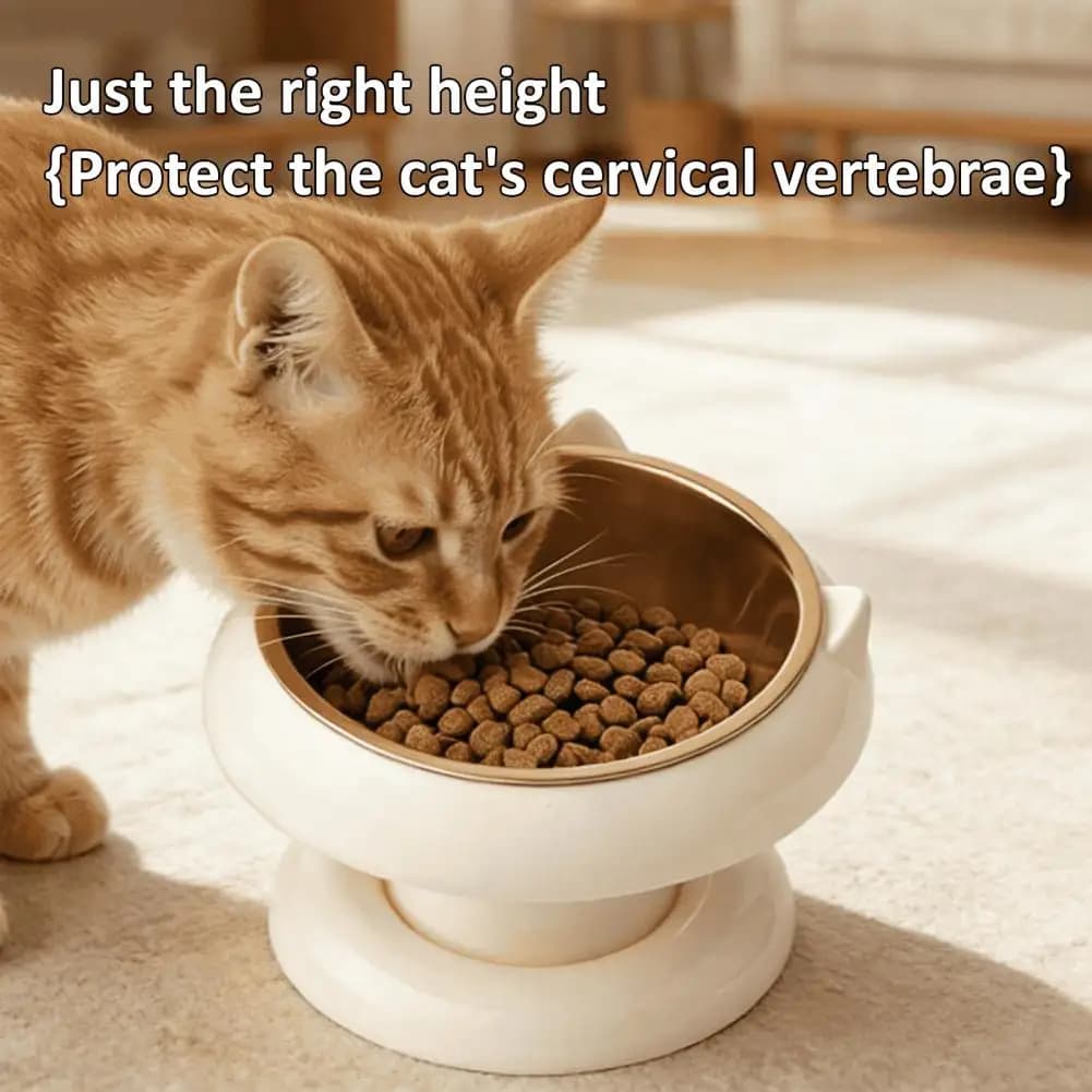 Easy Clean Cat Feeder Elevated Pet Feeding Station Detachable Stainless Steel Bowl Raised Cat Water Food Feeder for Indoor Pets