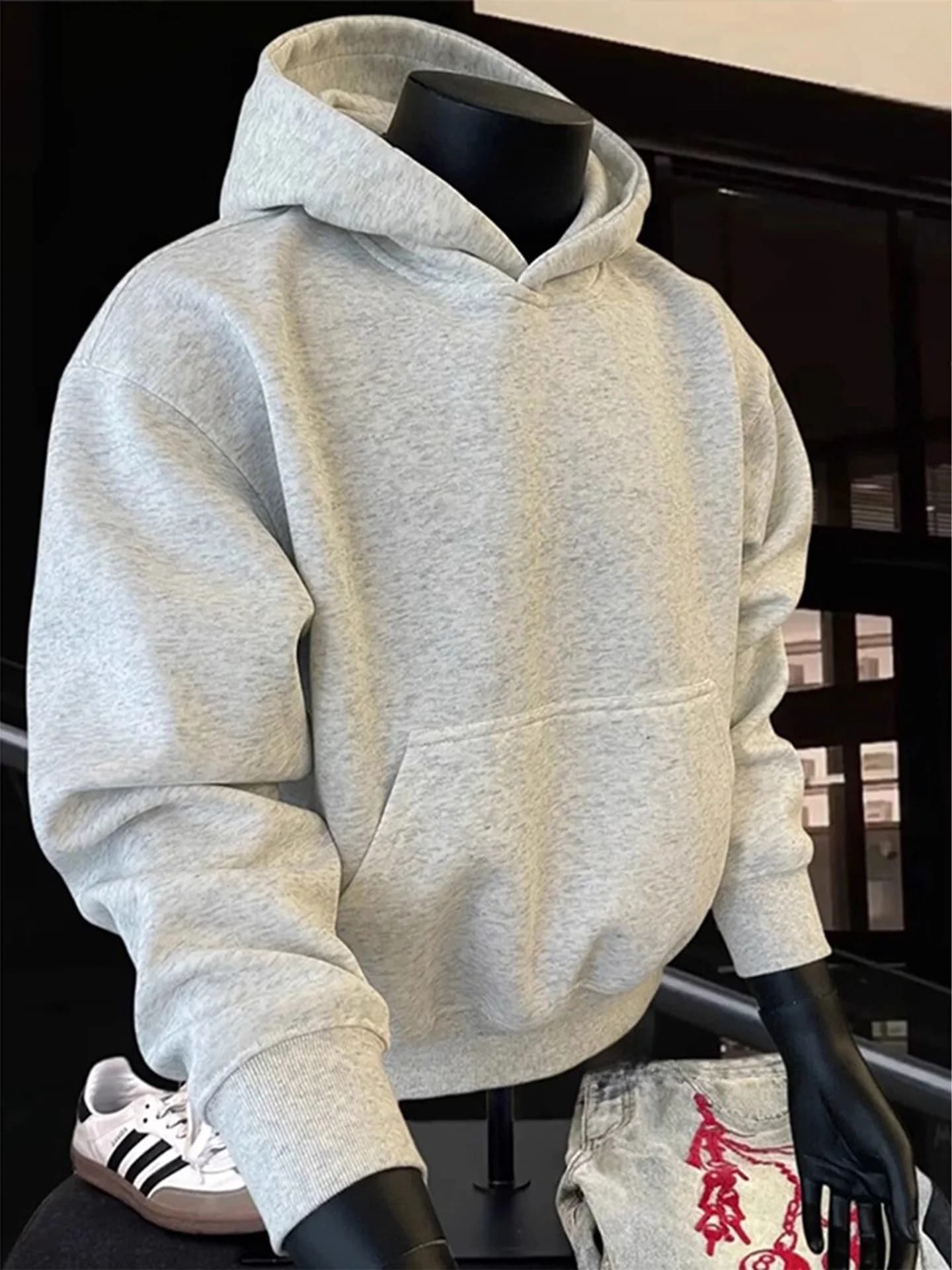 Men's Hoodie Sweatshirt Thickened Fleece Cotton Winter Jacket American Style Casual Inner Wear Durable Short Length