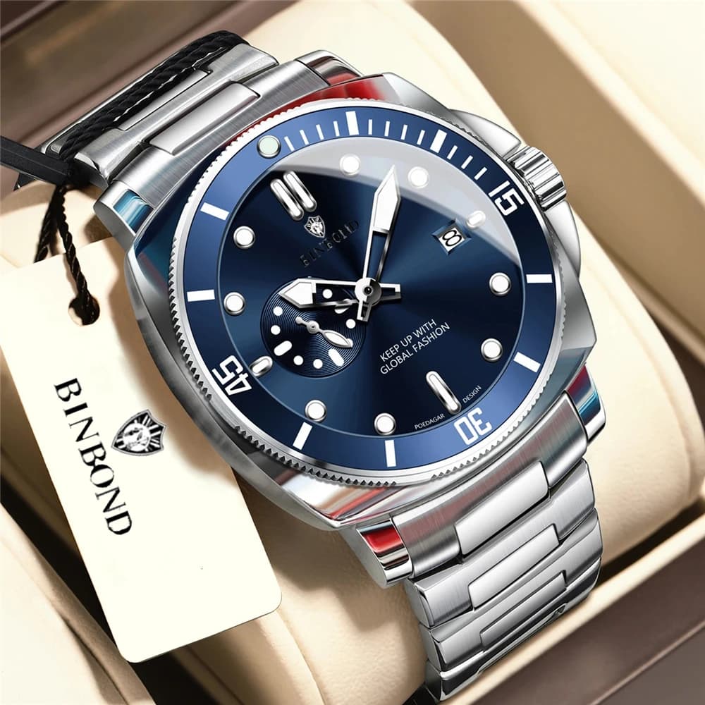 Orologio da Polso al Quarzo alla Moda, Nuovo Quadrante Digitale Blu, Cronografo Sportivo Automatico da Uomo, Regalo per Lui
