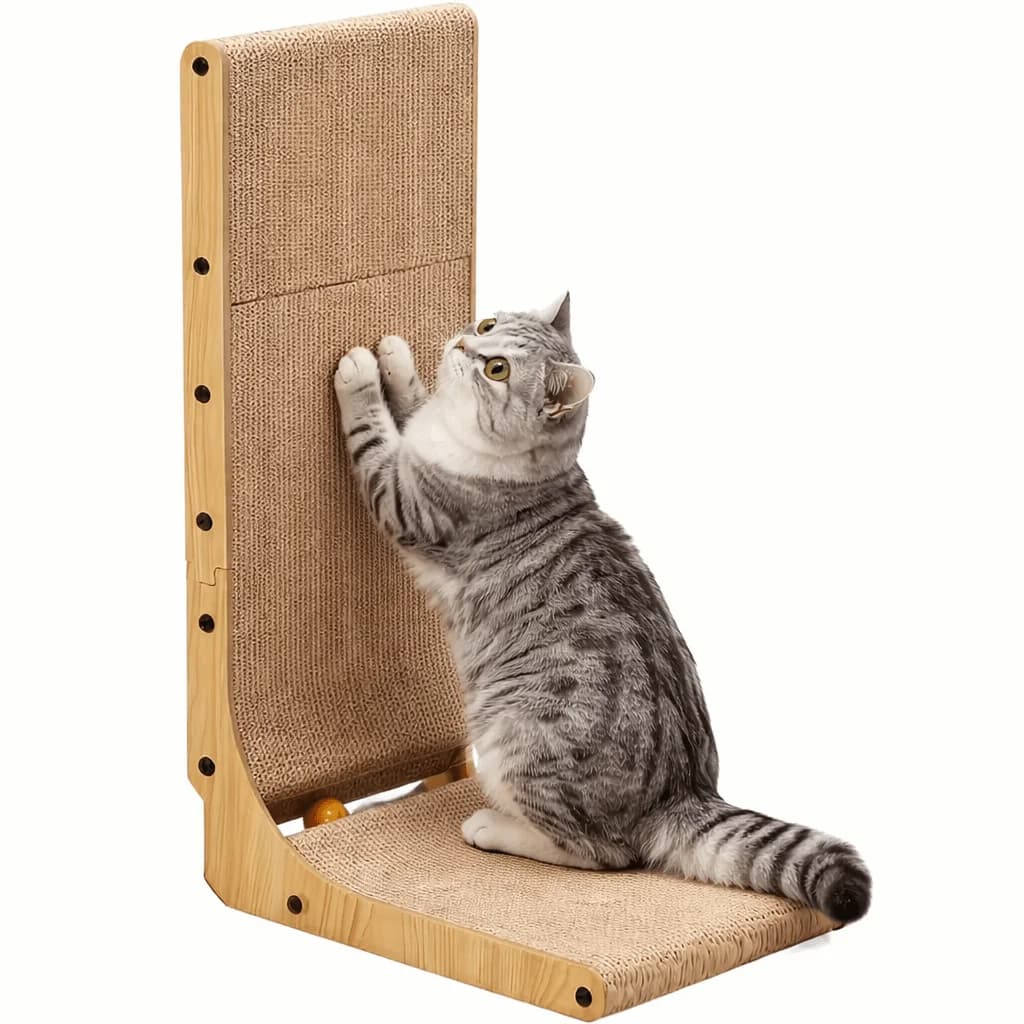 Tiragraffi per gatti a forma di L, aiuta a proteggere pareti e mobili e funziona come area gioco per gatti all'interno, tiragraffi robusto per animali domestici con superficie a trama naturale | Design Angolare Salvaspazio | Durevole, resistente all'usura e a bassa caduta di fibra