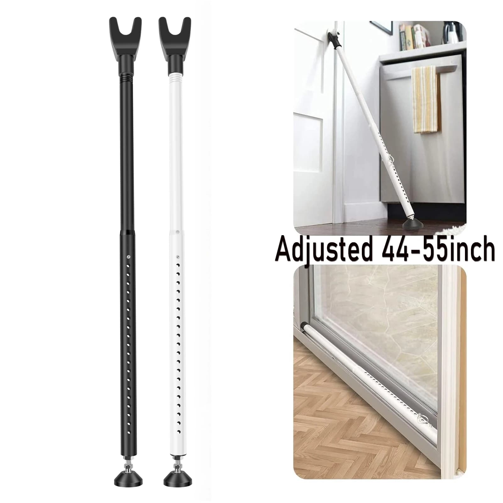 Barra di sicurezza per porta Fermaporta regolabili da 44-55 pollici Fermaporta resistenti Barre di sicurezza per barricata per porta della camera da letto per fermaporta