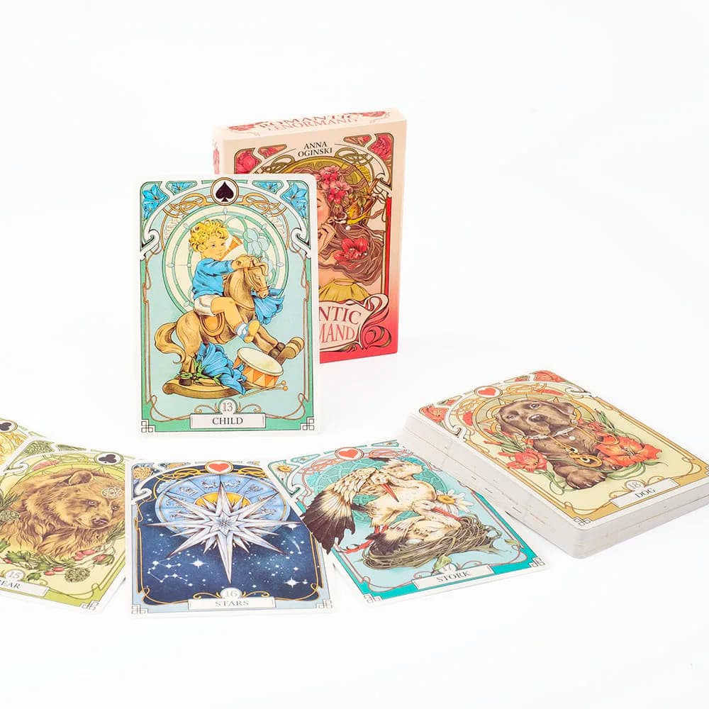 Carte Oracolo Lenormand Romantiche, Mazzo da 37 Carte 10.2x7.2cm, Motivi Floreali Art Nouveau in Stile Inglese per Giochi da Tavolo e Feste