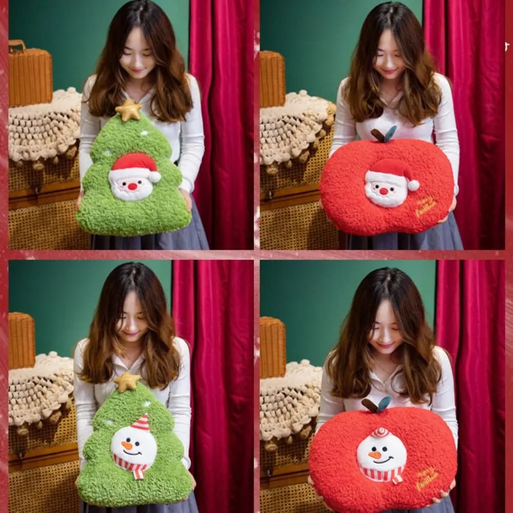 Snowman Deer Cute Christmas Tree Pillow Cartoon Super Soft Stuffed Christmas Tree Kawaii Christmas Decorations Holiday