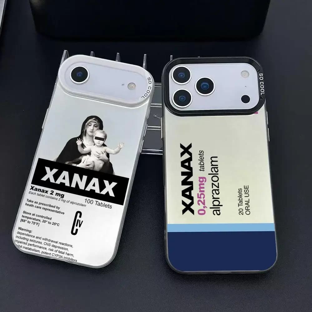 C-Chill Pill XANAXS Phone Case For iPhone 17 16 15 14 13 12 11 Pro Max Air Matte Laser Aurora Antiurto Funda