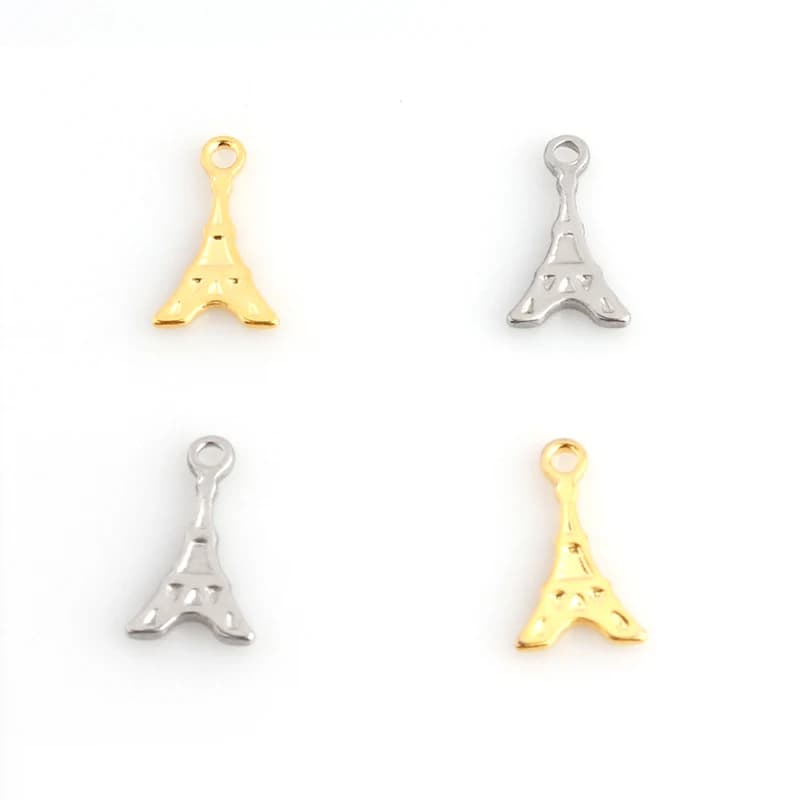 20pcs/lot 12x7mm Stainless Steel Paris Eiffel Tower Star pendants for jewelry making DIY Necklace Bracelet Earrings Charms Craft