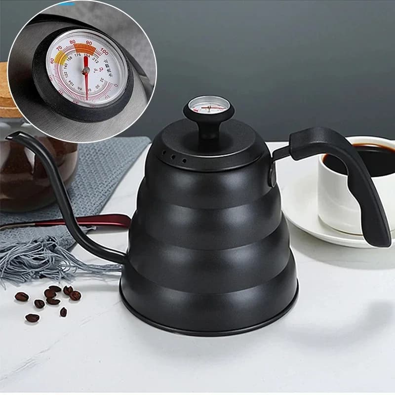 Stainless steel coffee maker with thermometer Swan Long high capacity can be heated Professional handmade coffee