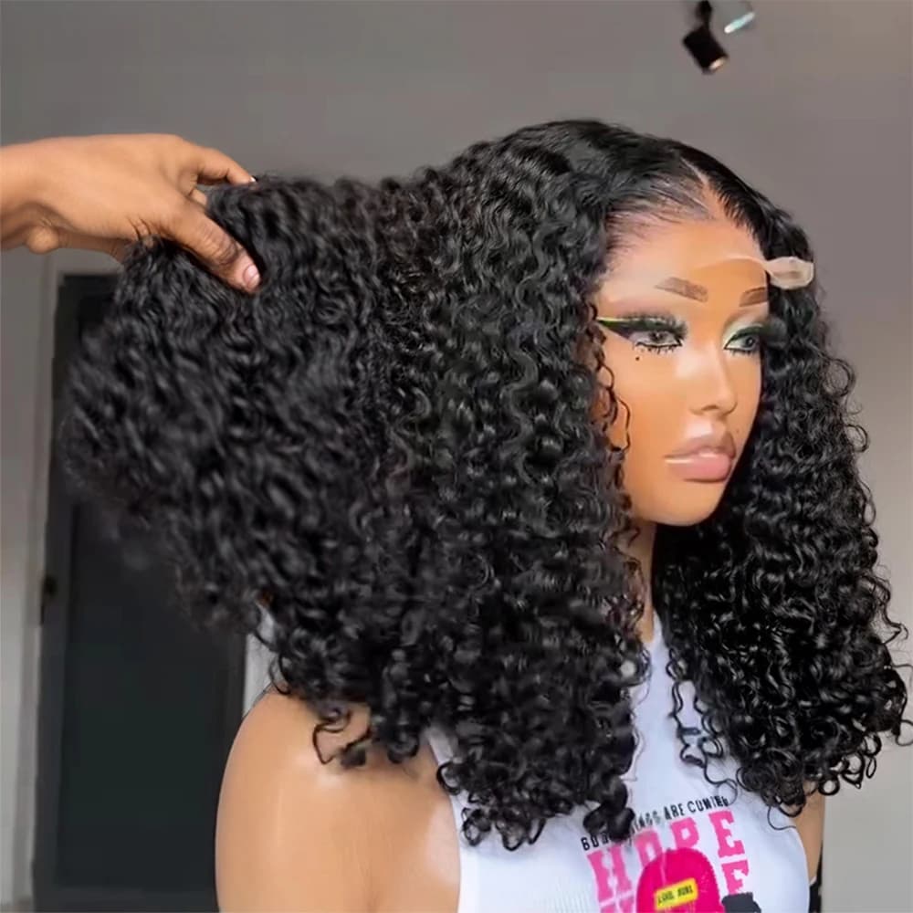 Glueless Deep Wave Short Bob Curly Human Hair Wig Brazilian 13x4 13x6 HD Lace Front Wig Pre Cut Lace Pre Plucked For Black Women