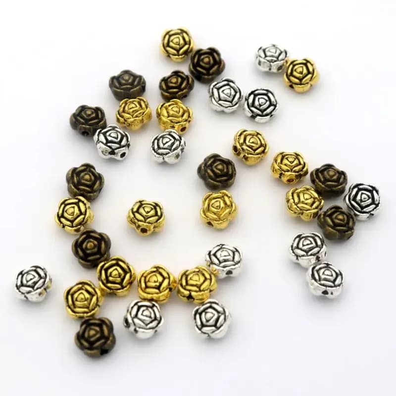 50 pcs 6mm Flower Pink Elegant Drawer Trainer Metal Beads For Making Jewelry Sew Beads Wholesale DIY Accessories