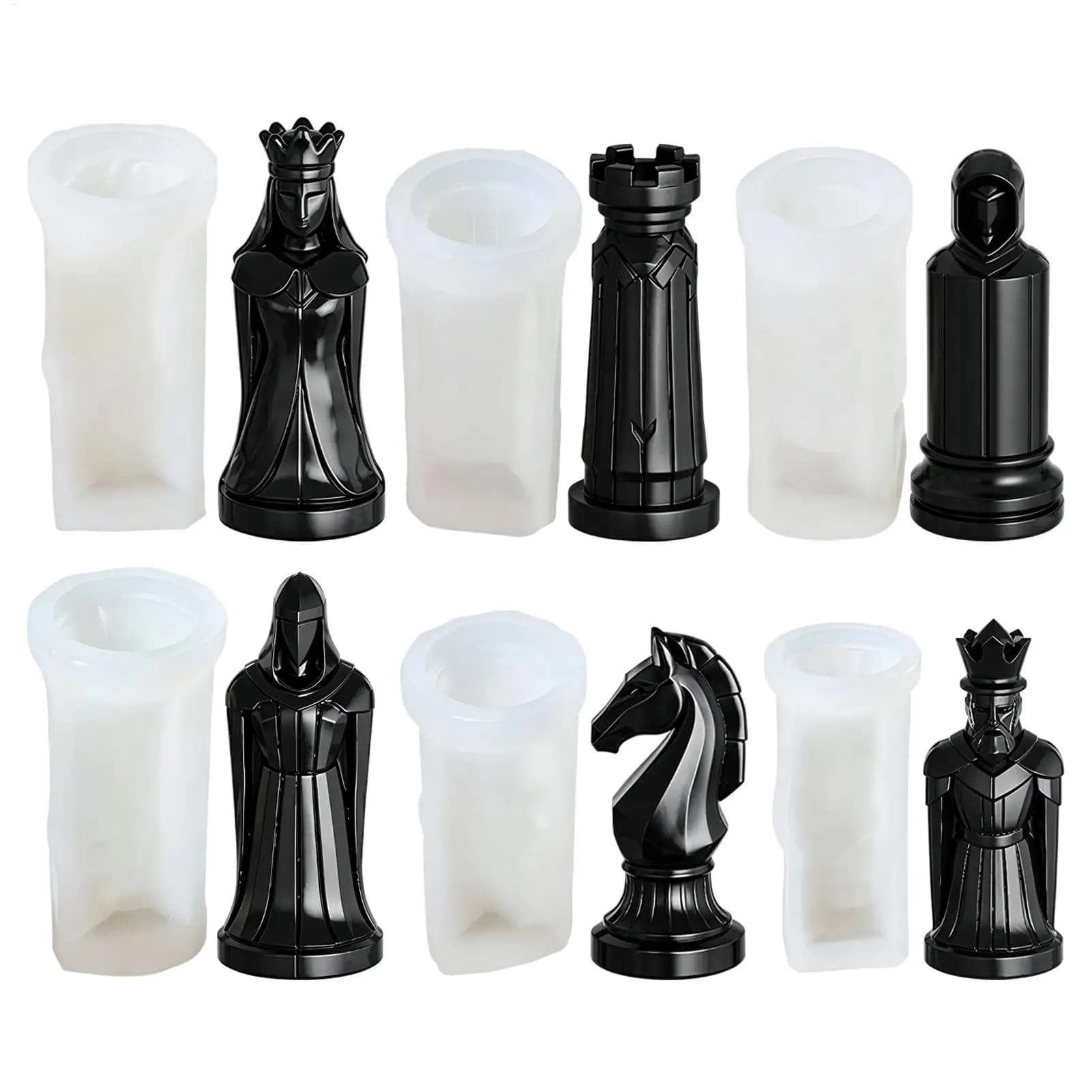 6pcs Silicone Chess Molds Easy Release DIY Craft Tools UV Epoxy Resin Making Mould Board Game Set Ornament Home Decor Gift Mold