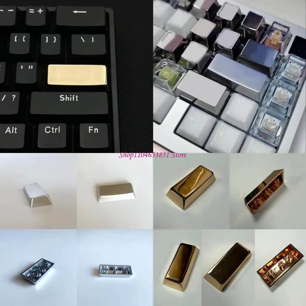 Customs Enter Metal Keycap Silver Gold Glossy Machined Zinc Alloy Metal Enter Keycap for Mechanical Keyboards