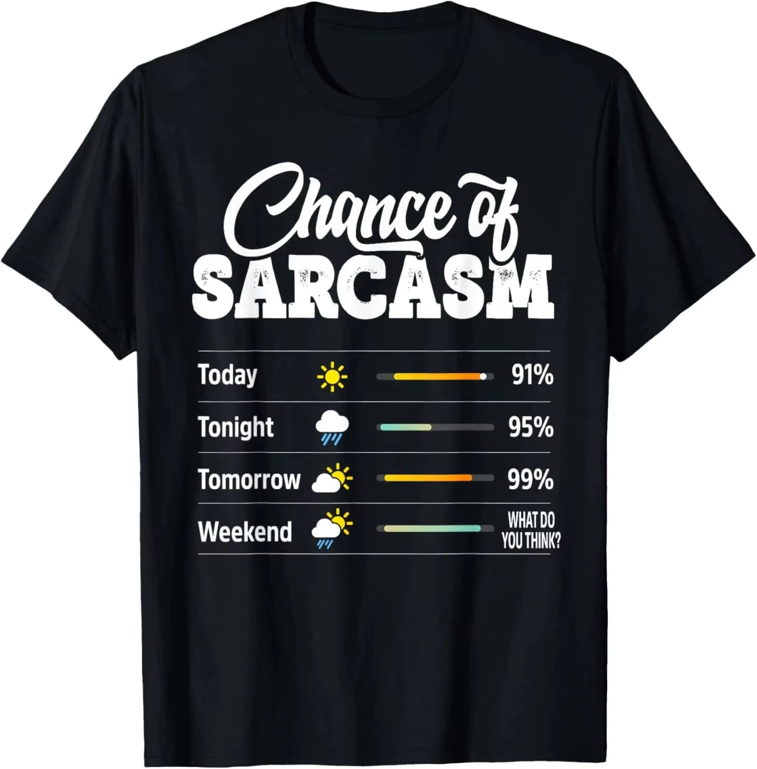 Chance of Sarcasm Weather Forecast T Shirt Women Short Sleeve Casual Top Funny Humor Print Comfort Soft Fabric for Everyday Wear