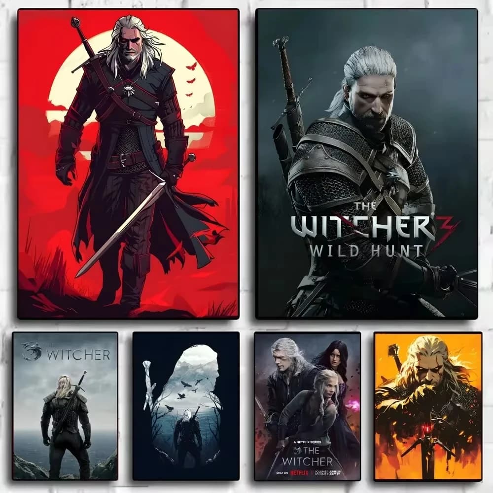 Poster del Gioco The Witcher 3: Wild Hunt 2025, Stampa su Tela HD, Decorazione per Soggiorno e Bar