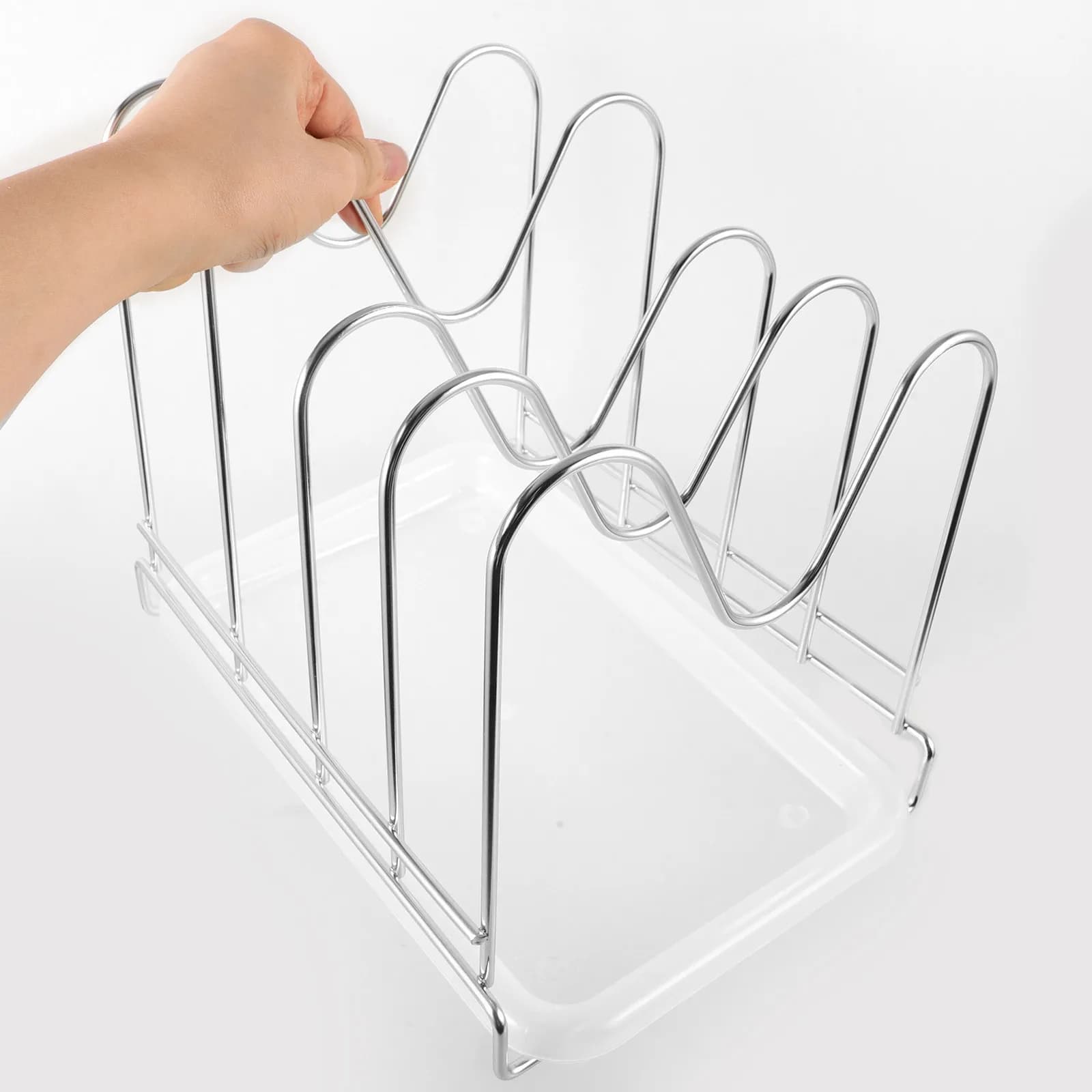 Stainless Steel Cutting Board Organizer Rack Kitchen Pot Lid Stand Drying Storage Holder Large Capacity Space Saver