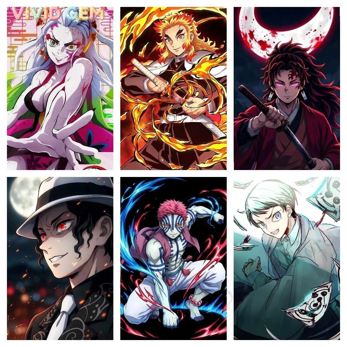 VIVID GEM DIY Demon Slayer Anime Character Diamond Painting Mystical Fantasy Modern Wall Decoration for Living Room Bedroom