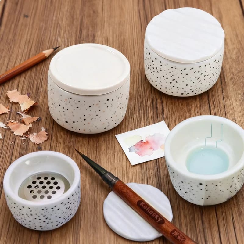 Ceramic Brush Washer Cup Table Easy to clean for cleaning the tools for pens