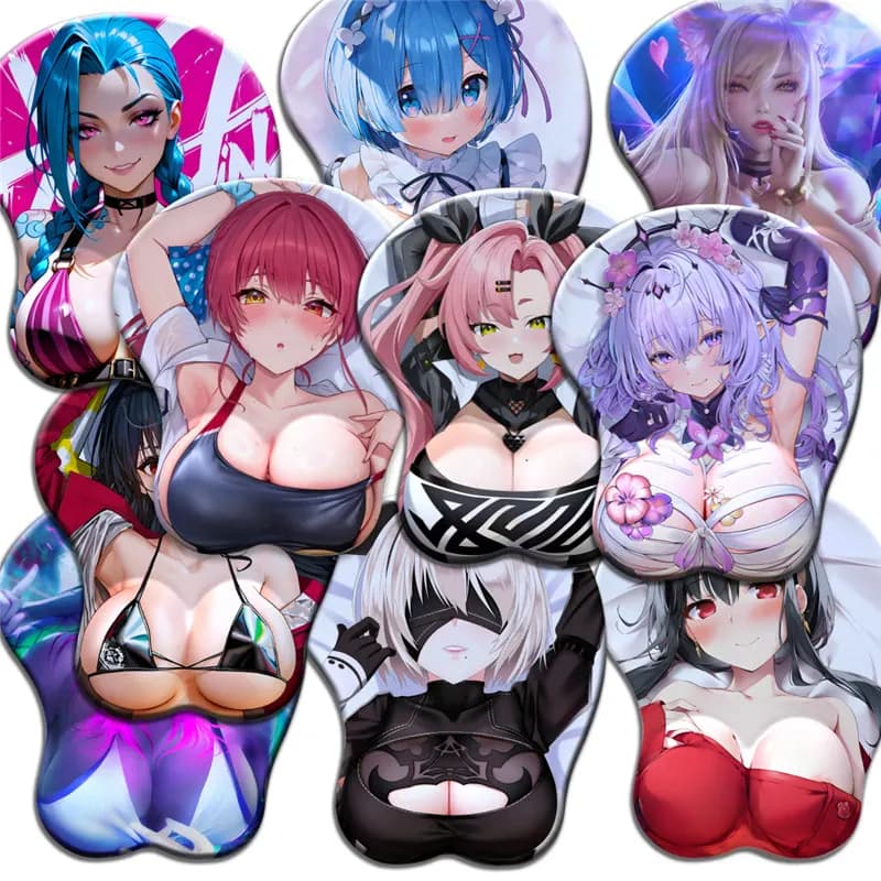 Poggiapolsi Tette 3D Tappetino per mouse in silicone morbido e liscio Gioco Anime Fan Art Periferiche per computer per giochi, tappetino da lavoro per ufficio
