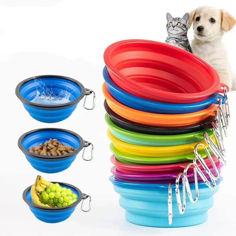Ciotola portatile da 350 ml per alimenti per animali domestici, ciotola resistente per alimenti per cani e gatti, ciotola pieghevole in silicone per animali domestici, ciotola portatile da viaggio per acqua e cibo all'aperto