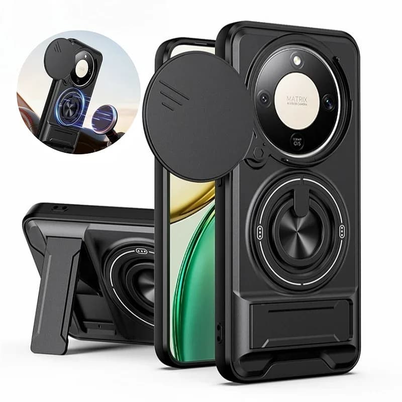 Custodia Armor Funda per Honor Magic8 Lite 5G con protezione scorrevole per fotocamera, custodia per telefono Honor Magic 8 Lite con anello magnetico e supporto.