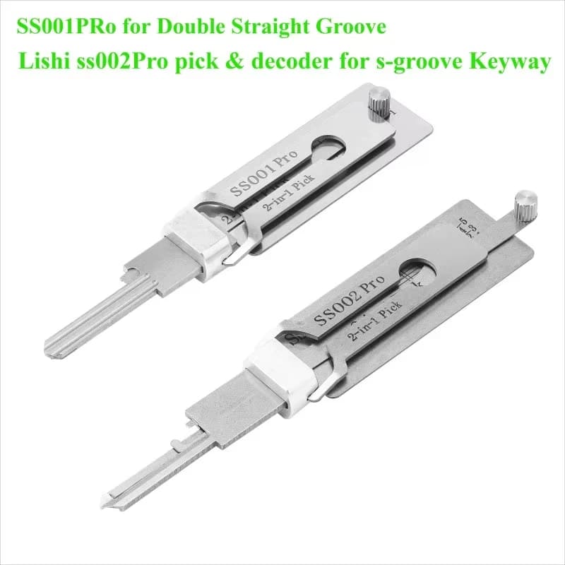 Lishi Picks Picking SS001 SS002 2 in1 Strumenti per fabbro Decodificatore chiave principale Decodificatore Micha Ganci per aprire le serrature