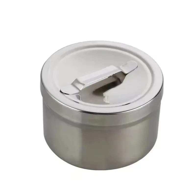 Iodine-resistant stainless steel disinfection tank, tool container with lid, round medical alcohol container