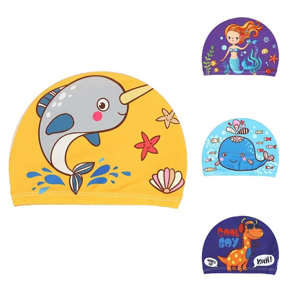 High Elastic Fabric Children Breathable Comfortable Pool Hat Swimwear for Kids Swimming Accessories Ear protectors