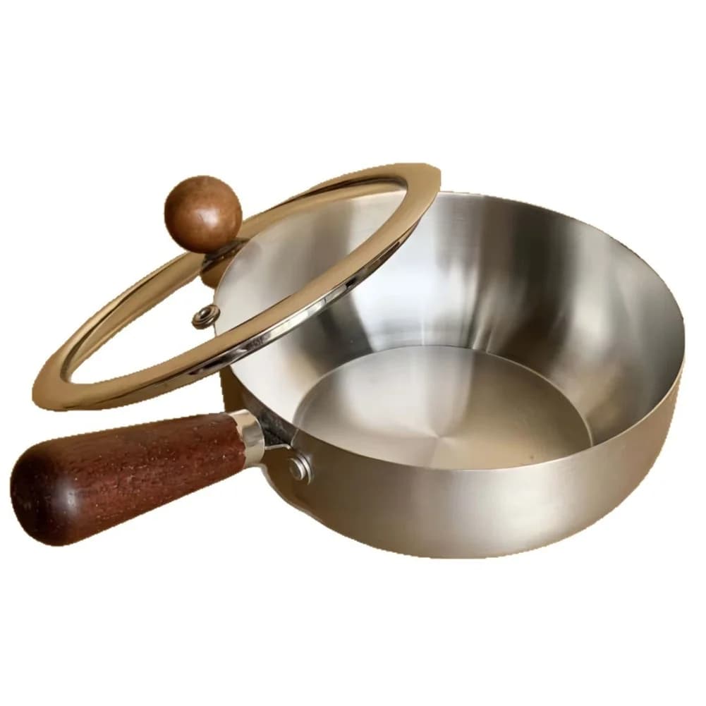 Wooden Handle Stainless Steel Baby Weaning Pan For Milk Heating And Egg Frying Small Non Saucepan