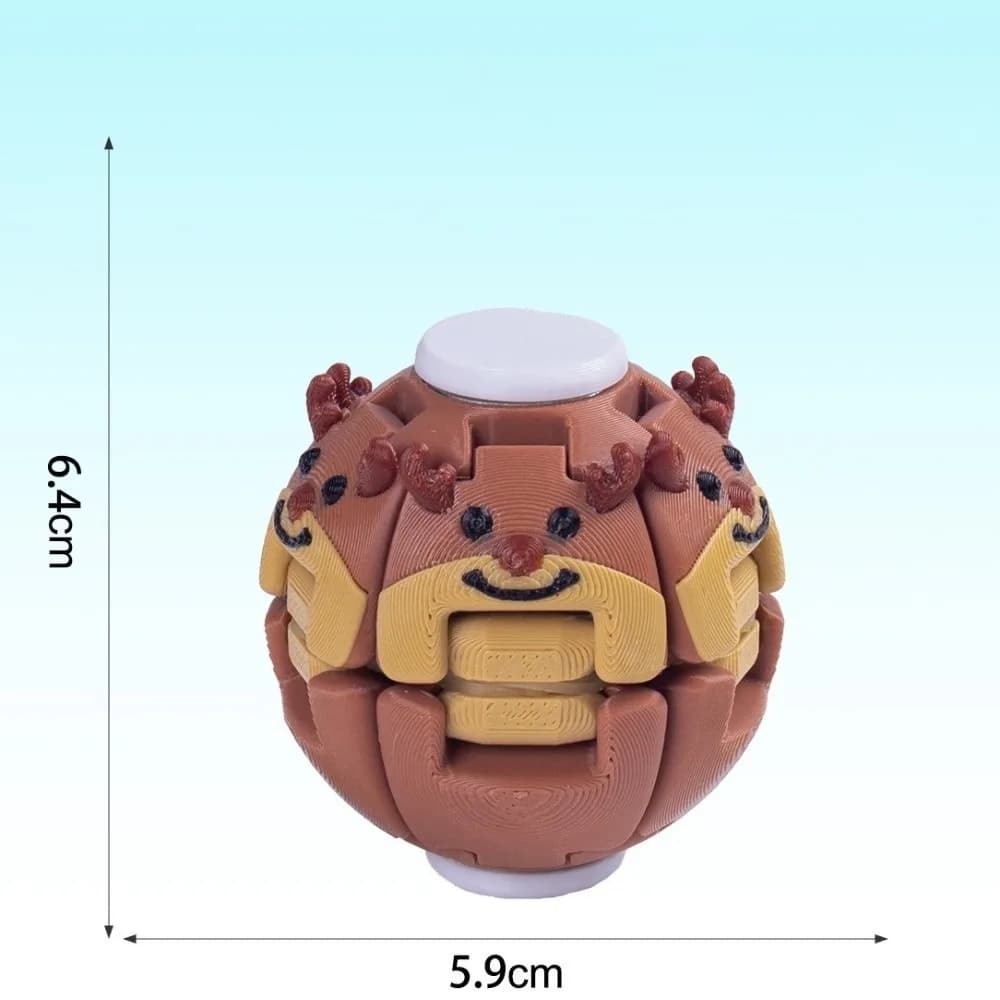 3D Printed PLA Fidget Spinner Ball Press and Rotate Christmas Sensory Spinner Toy Festive Style Spherical Structure