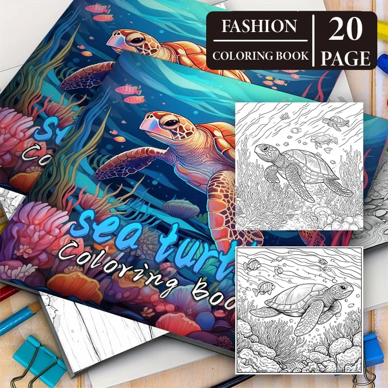 Kids Sea Turtle Marine Life Coloring Book Large Thick No Bleed Paper Underwater Ocean Drawing Activity Book Birthday Holiday Gift for Boys Girls