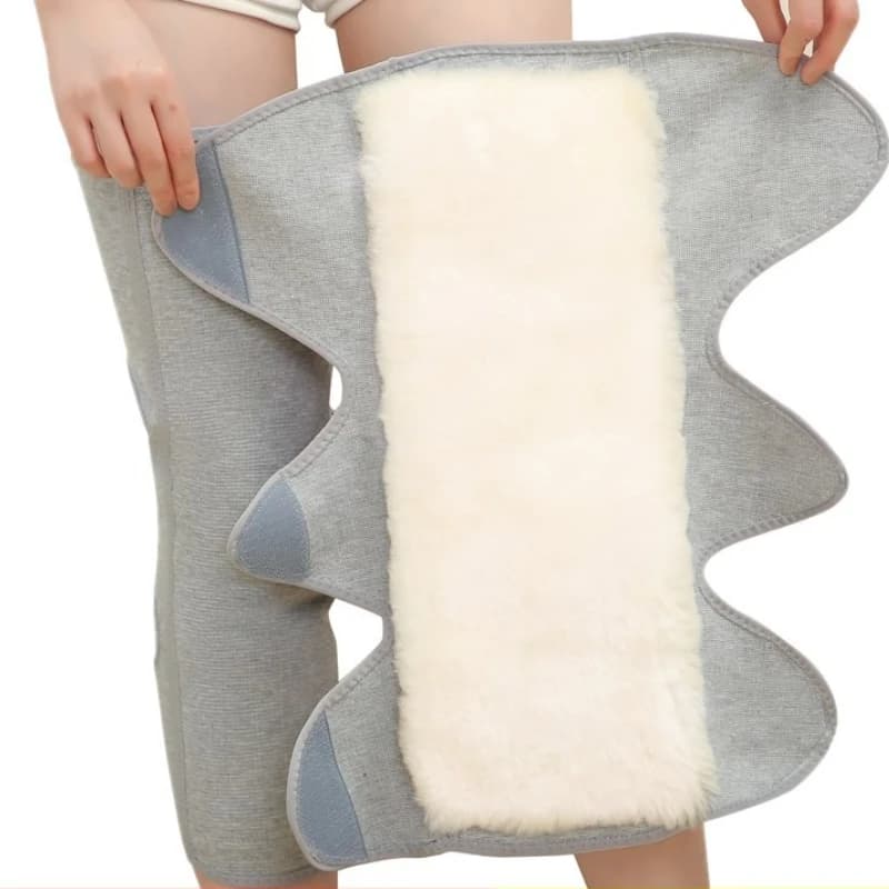 1 paio di ginocchiere in lana calda per esterni ispessita inverno in pile pieno fibbia adesiva scaldamuscoli ginocchiere protezione calda per ginocchio
