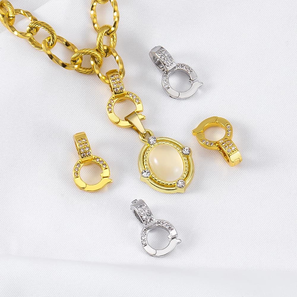 2 Pieces Universal Clasps Copper Rolls with Strass, Connectors for Bracelets and Fai-da-Te Necklaces, Multifunctional Jewelry Materials