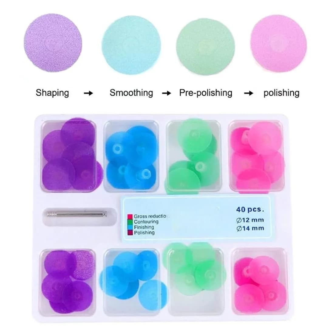 12/13mm Dentali Polishing Disc Kit with Spindle Door-Aste, Denti and Polishing Tools Composite for dental laboratories