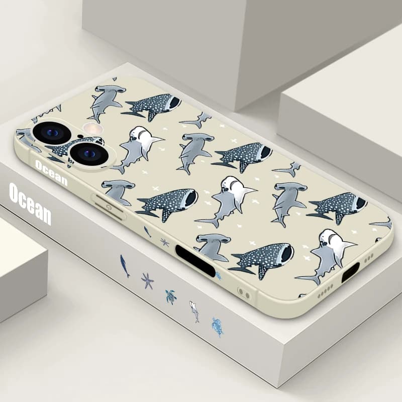 TPU soft phone case for iPhone 16 15 14 13 Pro Max 12 16 Pro 16e 11 Dauphin whale bumper bumper Silicone cover Funda