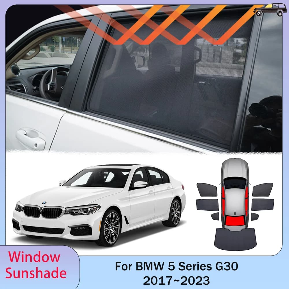 Per BMW Serie 5 G30 2017 ~ 2023 2018 2019 2020 2021 2022 Auto Maglia Magnetica Privacy Parasole Finestrino Laterale Sole UV Ombra Protezione Accessori