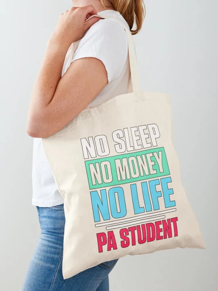 No Sleep No Money No Life PA Student Tote Bag Borsa per caramelle Borsa da shopping portatile per la spiaggia, per studenti universitari