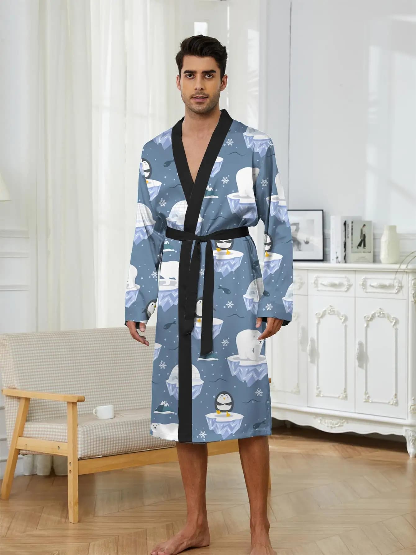 1pcs Men's Robes 2026 Spring/Summer Sleepwear Men's bathrobe Bathrobe bath robe Breathable Graphic 3D Printed Funny pajamas