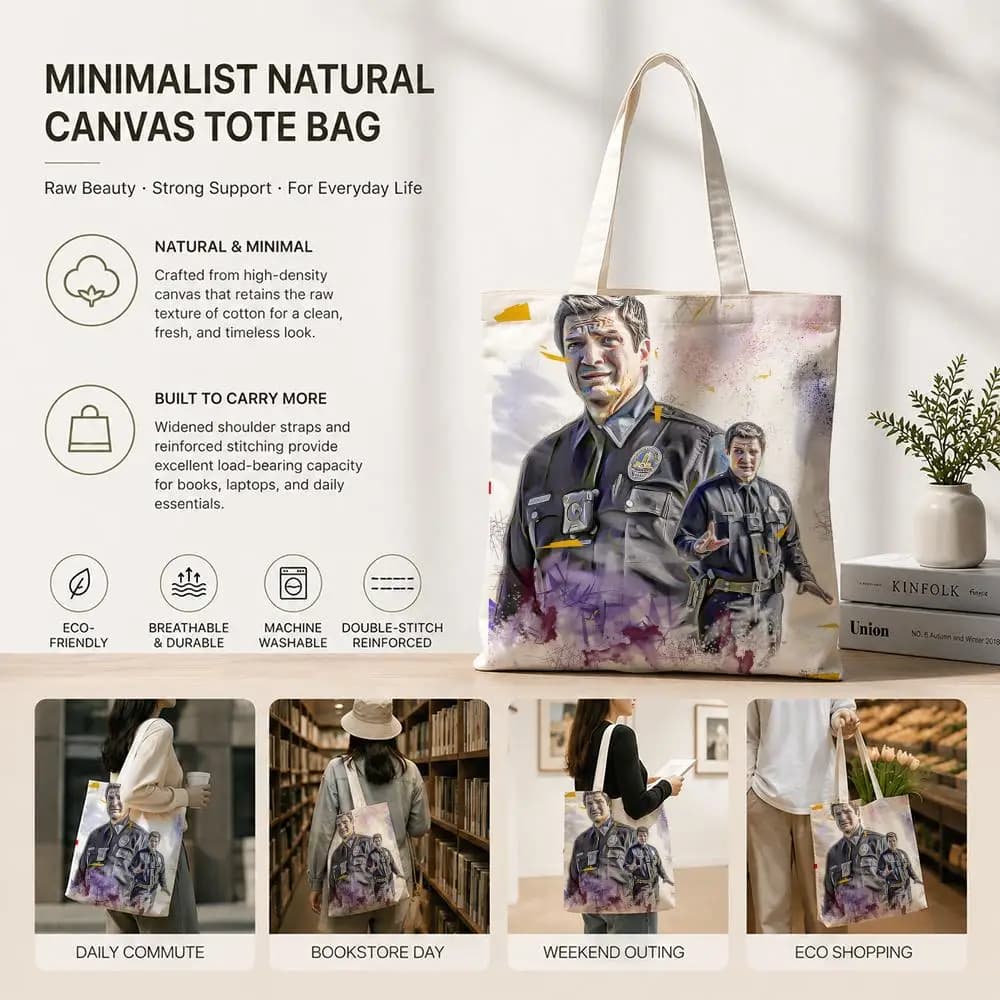 Borse portaoggetti TV T-The Rookie in tela di cotone ecologico, leggere e pieghevoli, per viaggi, lavoro, shopping, spiaggia, palestra