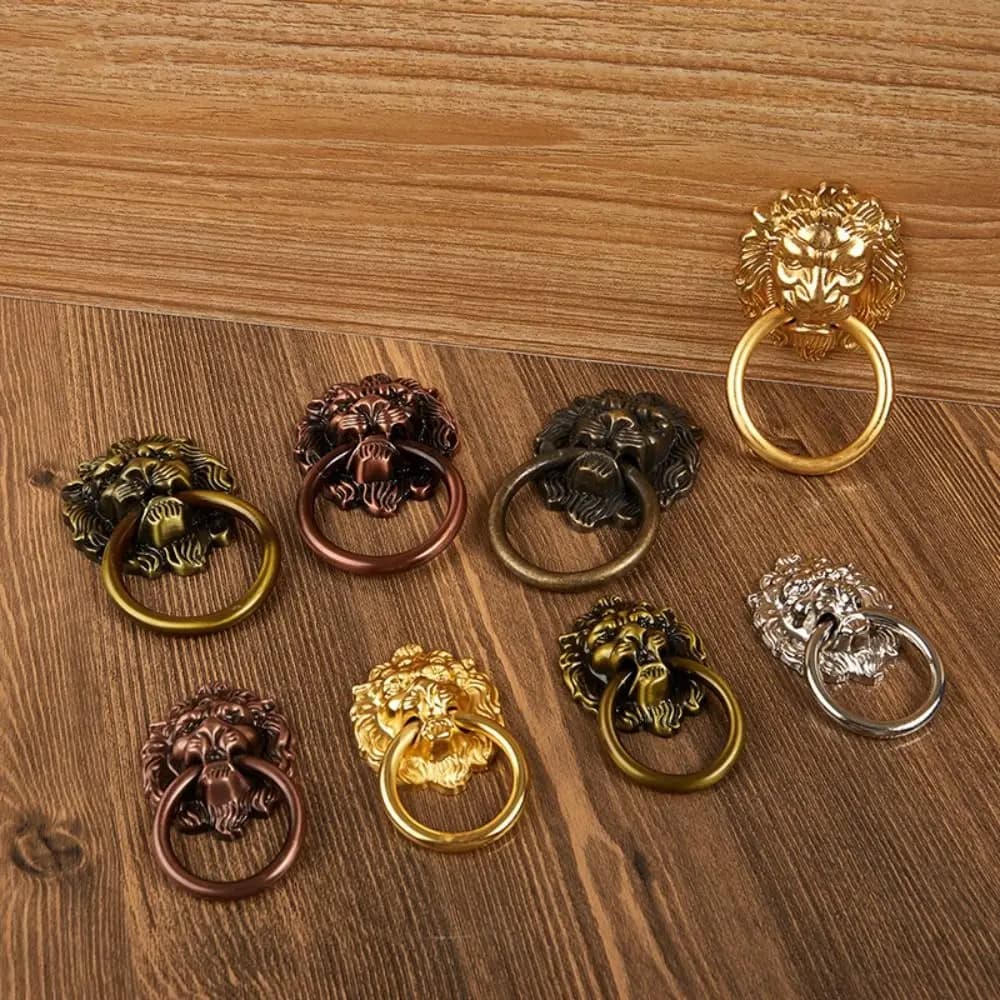 Nuova maniglia per porta con testa di leone antica Maniglia decorativa per armadio da cucina in lega di zinco Maniglie per cassetti multifunzionali hardware per la casa