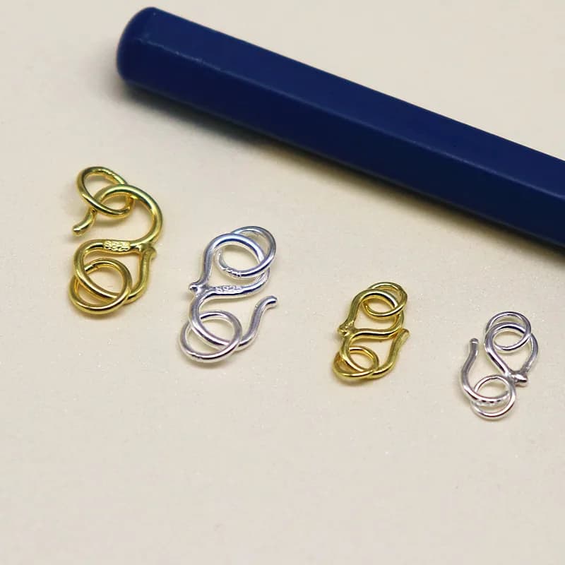 Chiusura a S con gancio in argento sterling 925 con anello di salto a doppia chiusura per collana, creazione di gioielli, bracciale, accessori fai da te