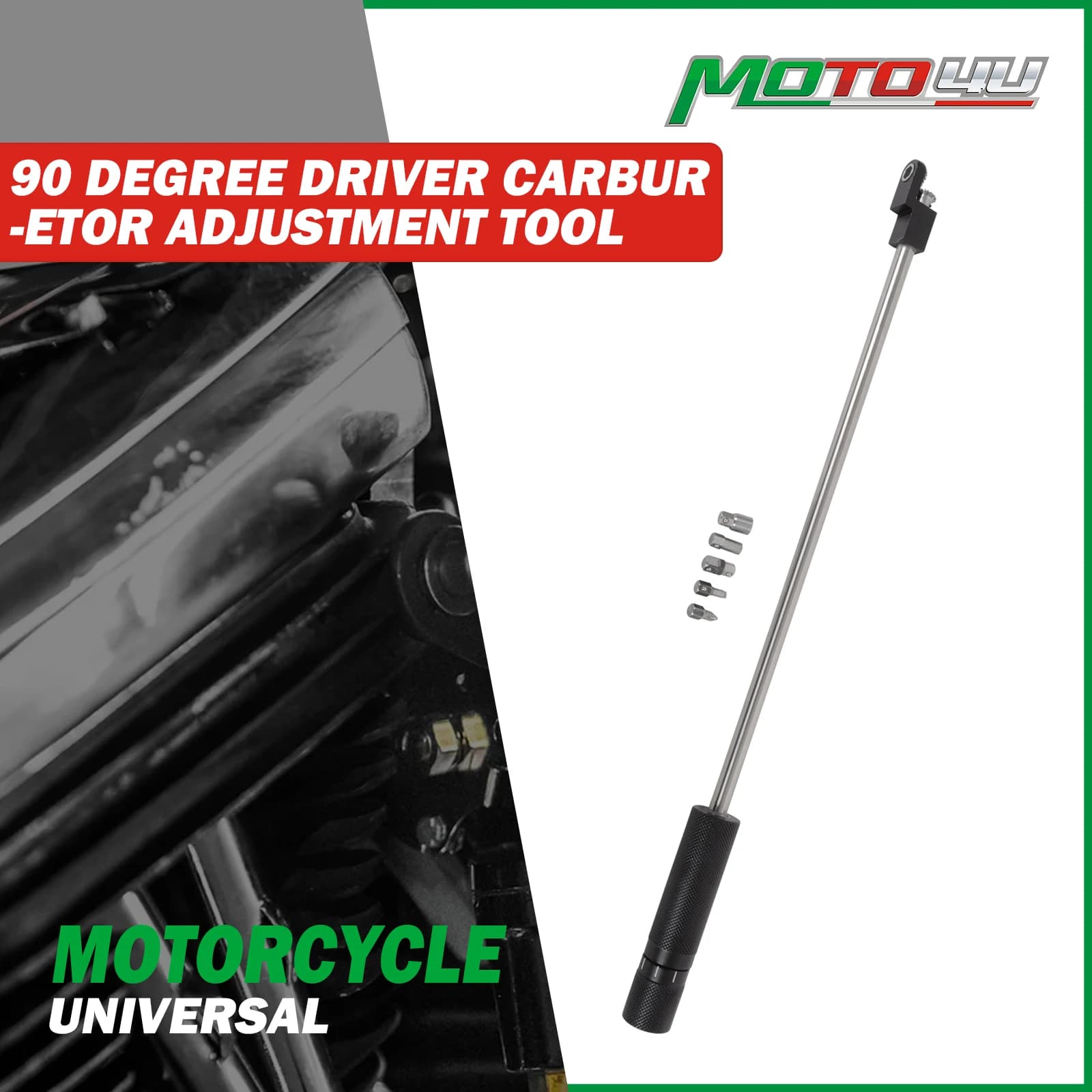 Strumento di regolazione del carburatore con driver esagonale da 90 gradi per motocicli multi-cilindro con punta per cacciavite a forma speciale da 5 pezzi